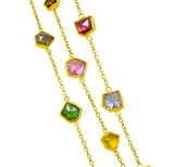 Contemporary Fancy Colored Tourmaline 18 Karat Yellow Gold Long Station Necklace - Wilson's Estate Jewelry