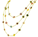 Contemporary Fancy Colored Tourmaline 18 Karat Yellow Gold Long Station Necklace - Wilson's Estate Jewelry
