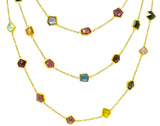 Contemporary Fancy Colored Tourmaline 18 Karat Yellow Gold Long Station Necklace - Wilson's Estate Jewelry