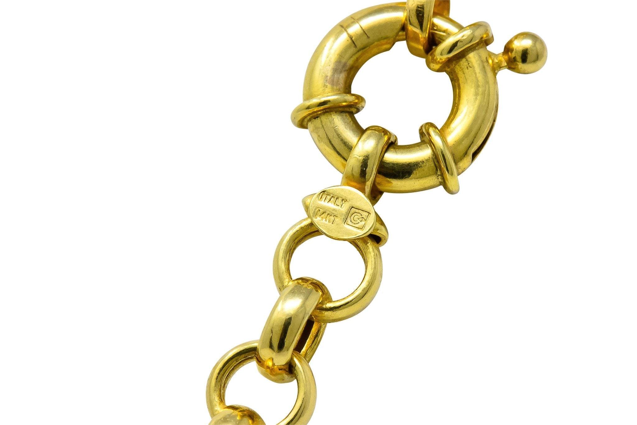 Contemporary Italian 14 Karat Gold Rolo Link Chain Necklace - Wilson's Estate Jewelry
