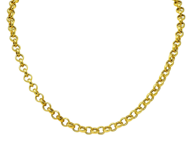 Contemporary Italian 14 Karat Gold Rolo Link Chain Necklace - Wilson's Estate Jewelry