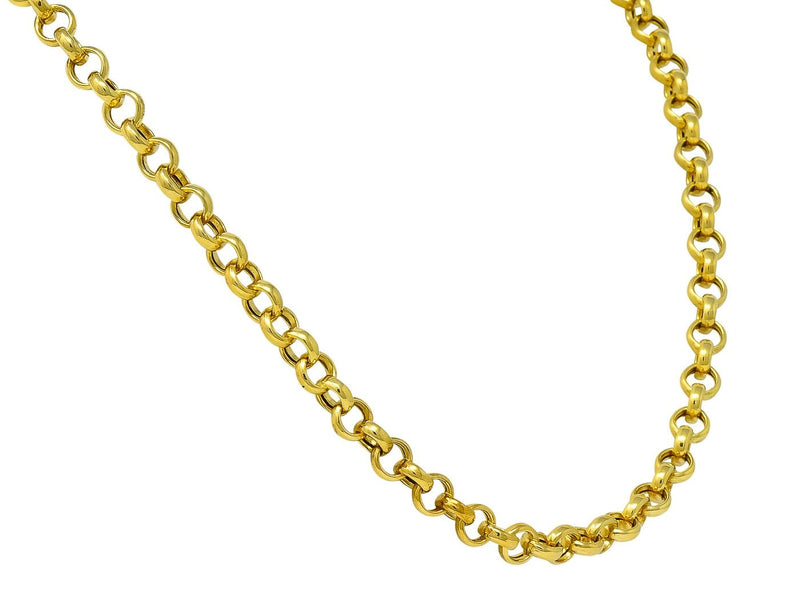 Contemporary Italian 14 Karat Gold Rolo Link Chain Necklace - Wilson's Estate Jewelry