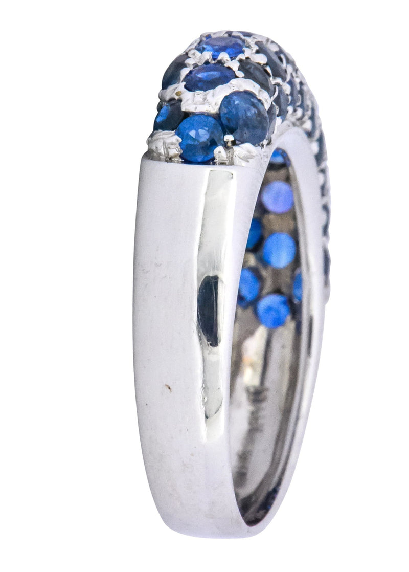 Contemporary Italian 3.85 CTW Diamond Sapphire 18 Karat White Gold Ring - Wilson's Estate Jewelry