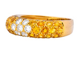 Contemporary Italian 3.85 CTW Diamond Yellow Sapphire 18 Karat Gold Ring - Wilson's Estate Jewelry