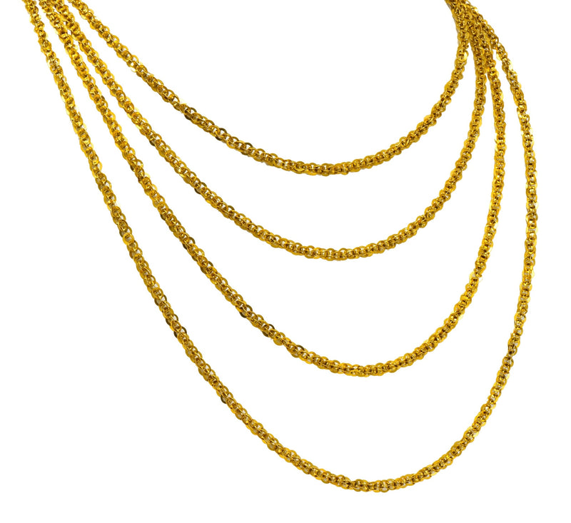 Continental Victorian 19 Karat Yellow Gold Spherical Long Chain - Wilson's Estate Jewelry