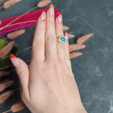 Vintage Opal Diamond Platinum 18 Karat Yellow Gold Gemstone Ring