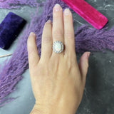 Vintage Opal Cabochon 1.00 CTW Diamond 14 Karat White Gold Cluster Ring
