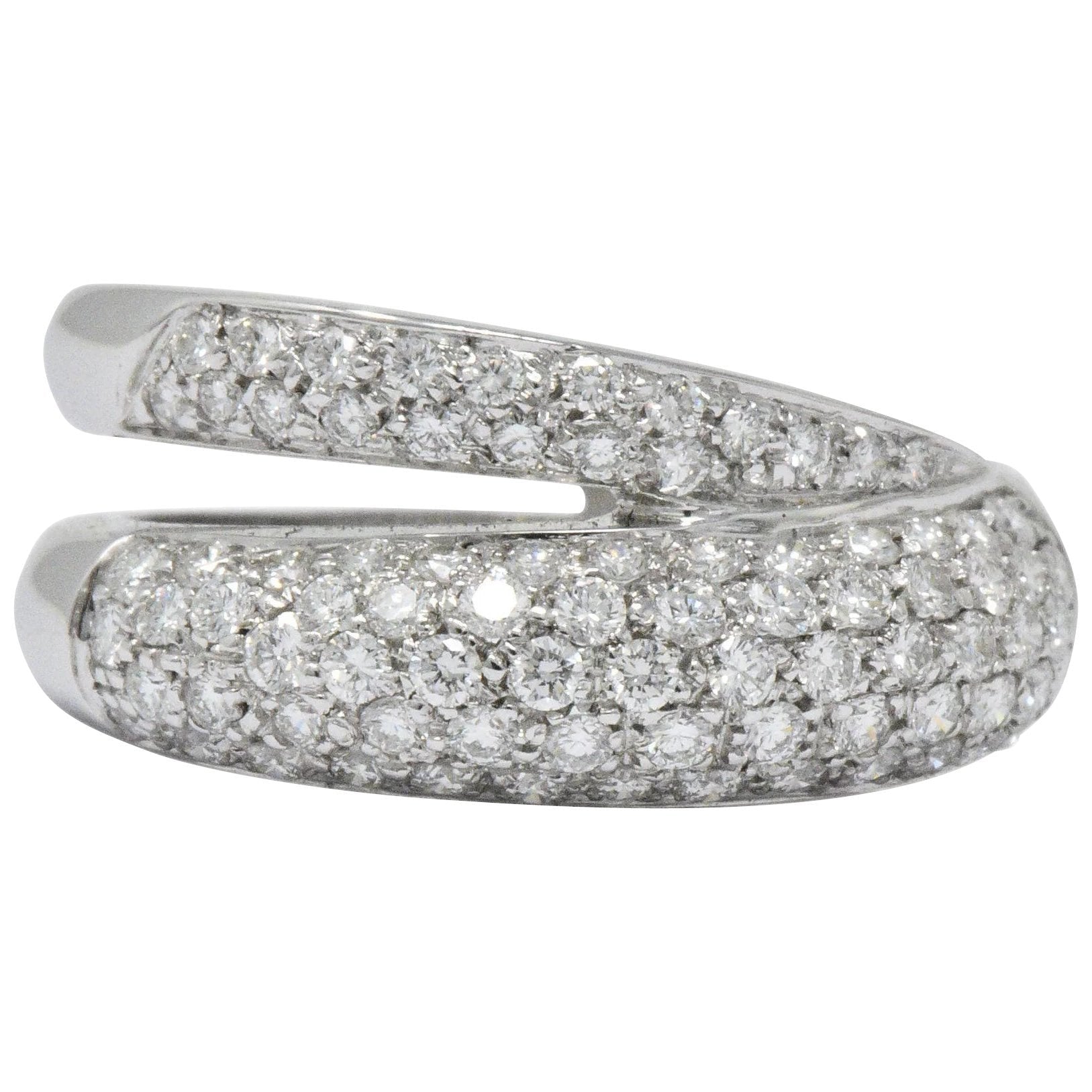 Damiani Contemporary 1.20 CTW Diamond 18 Karat White Gold Alternative Ring With Box Wilson's Estate Jewelry