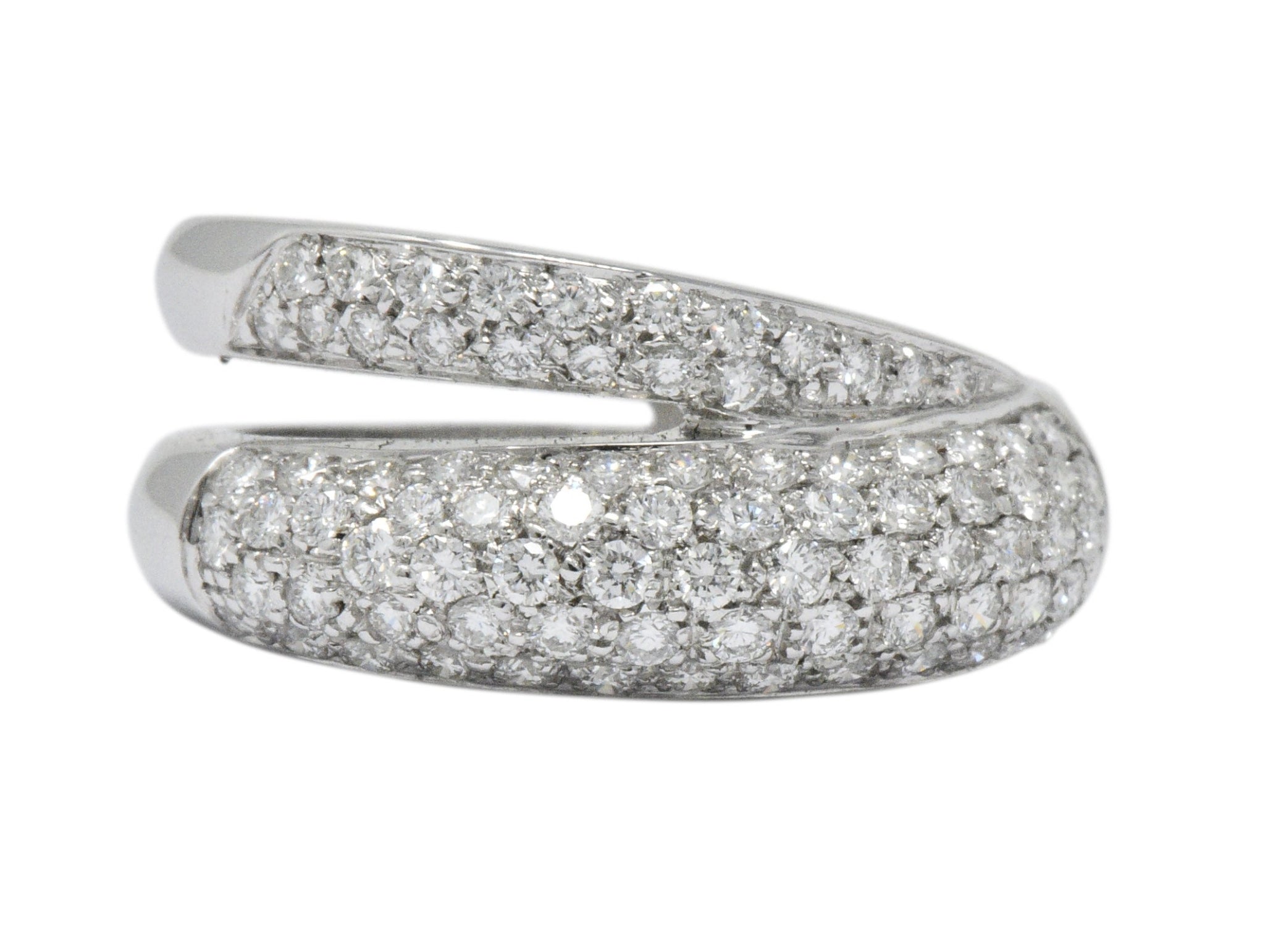Damiani Contemporary 1.20 CTW Diamond 18 Karat White Gold Alternative Ring With Box Wilson's Estate Jewelry
