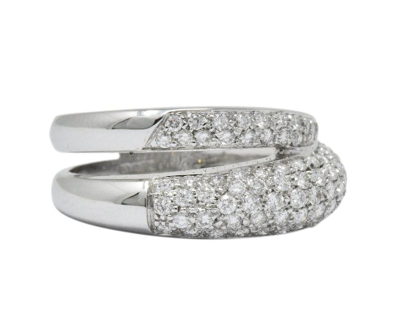 Damiani Contemporary 1.20 CTW Diamond 18 Karat White Gold Alternative Ring With Box Wilson's Estate Jewelry