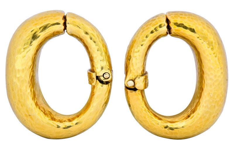 David Webb 18 Karat Yellow Gold Hoop Ear-Clip Earrings - Wilson's Estate Jewelry