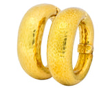 David Webb 18 Karat Yellow Gold Hoop Ear-Clip Earrings - Wilson's Estate Jewelry
