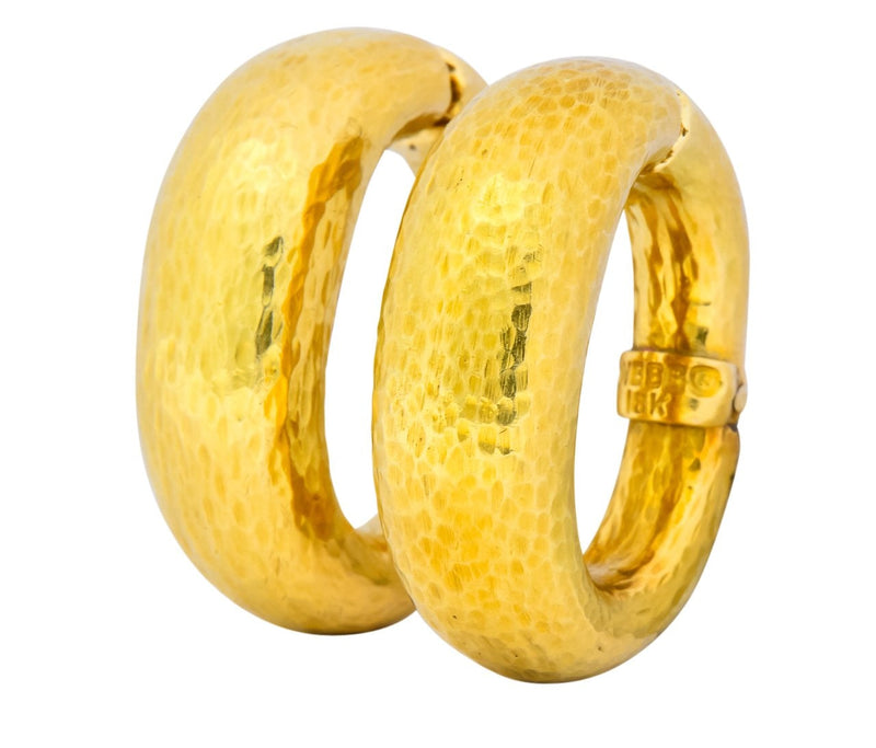 David Webb 18 Karat Yellow Gold Hoop Ear-Clip Earrings - Wilson's Estate Jewelry