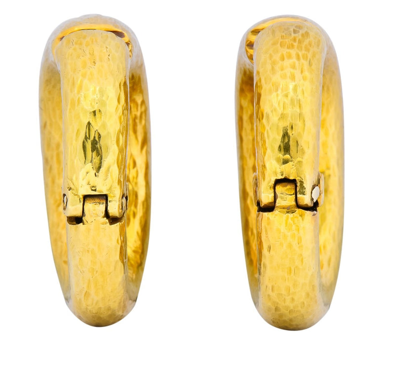 David Webb 18 Karat Yellow Gold Hoop Ear-Clip Earrings - Wilson's Estate Jewelry