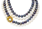 David Webb 1960's Vintage Tahitian South Sea Pearl 18 Karat Gold Tri-Gold Necklace - Wilson's Estate Jewelry