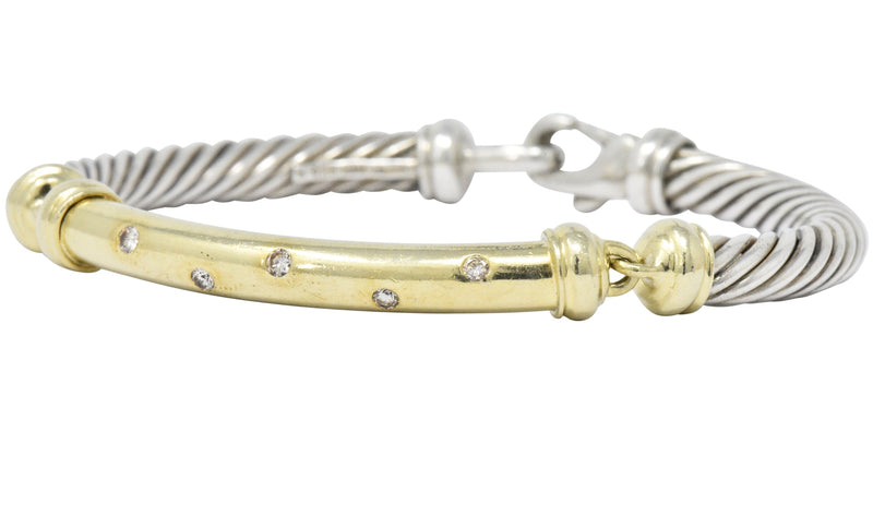 David Yurman 0.20 CTW Diamond Sterling Silver 14 Karat Gold Bracelet - Wilson's Estate Jewelry