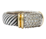 David Yurman 0.64 CTW Diamond 18 Karat Gold Sterling Silver Metro Ring - Wilson's Estate Jewelry