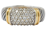 David Yurman 0.64 CTW Diamond 18 Karat Gold Sterling Silver Metro Ring - Wilson's Estate Jewelry