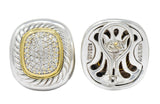 David Yurman 1.25 CTW Diamond Sterling Silver 18 Karat Gold Pave Earrings - Wilson's Estate Jewelry