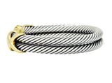 David Yurman 14 Karat Gold Sterling Silver Double Row Cable Cuff Bracelet - Wilson's Estate Jewelry