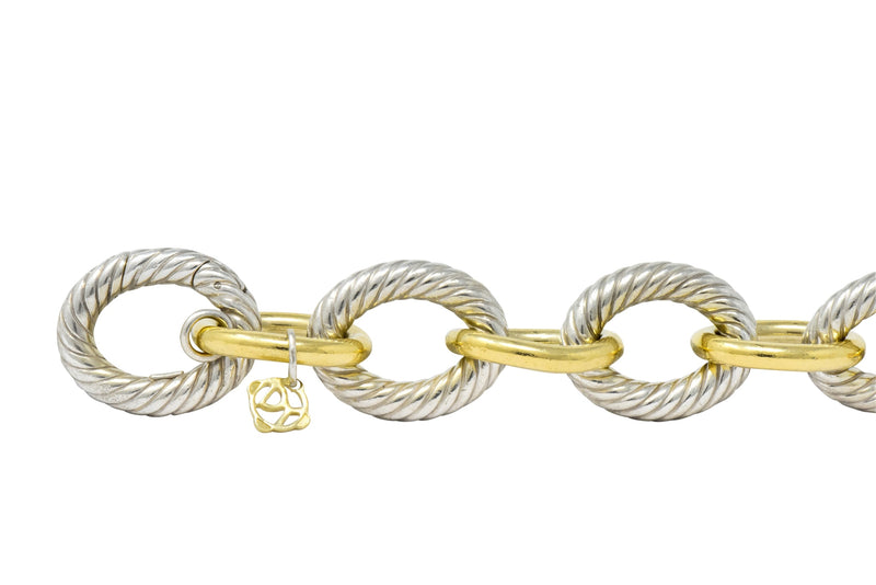 David Yurman 18 Karat Gold Extra Large Oval Sterling Silver Link Bracelet - Wilson's Estate Jewelry