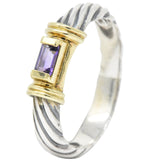 David Yurman Amethyst 14 Karat Gold Sterling Silver Metro Ring Wilson's Estate Jewelry