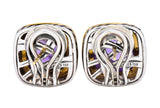 David Yurman Amethyst 18 Karat Gold Sterling Silver Earrings - Wilson's Estate Jewelry