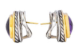 David Yurman Amethyst 18 Karat Gold Sterling Silver Earrings - Wilson's Estate Jewelry