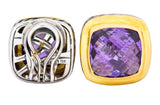 David Yurman Amethyst 18 Karat Gold Sterling Silver Earrings - Wilson's Estate Jewelry