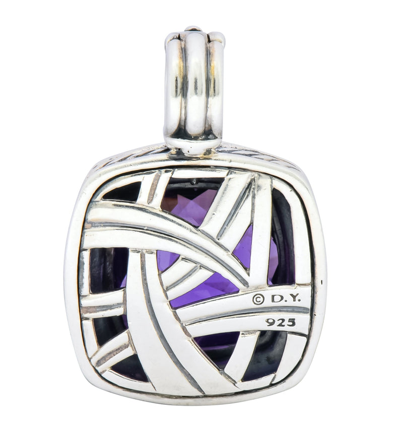 David Yurman Amethyst Diamond Sterling Silver Albion Enhancer Pendant - Wilson's Estate Jewelry
