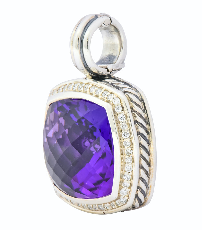 Chatelaine® Heart Pendant Necklace in Sterling Silver with Amethyst and  Diamonds, 10.3mm | David Yurman