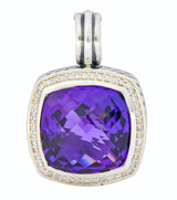 David Yurman Amethyst Diamond Sterling Silver Albion Enhancer Pendant - Wilson's Estate Jewelry