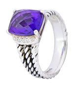 David Yurman Amethyst Diamond Sterling Silver Wheaton Ring - Wilson's Estate Jewelry