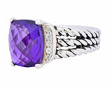 David Yurman Amethyst Diamond Sterling Silver Wheaton Ring - Wilson's Estate Jewelry