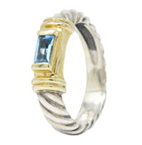 David Yurman Blue Topaz 14 Karat Gold Sterling Silver Metro Ring Wilson's Estate Jewelry