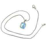 David Yurman Blue Topaz Diamond Albion Sterling Silver Pendant Necklace Wilson's Estate Jewelry