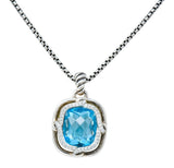 David Yurman Blue Topaz Diamond Sterling Silver 14 Karat Gold Labyrinth Enhancer Necklace - Wilson's Estate Jewelry