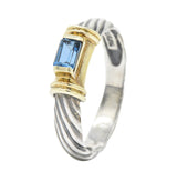David Yurman Blue Tourmaline 14 Karat Gold Sterling Silver Metro Ring Wilson's Estate Jewelry
