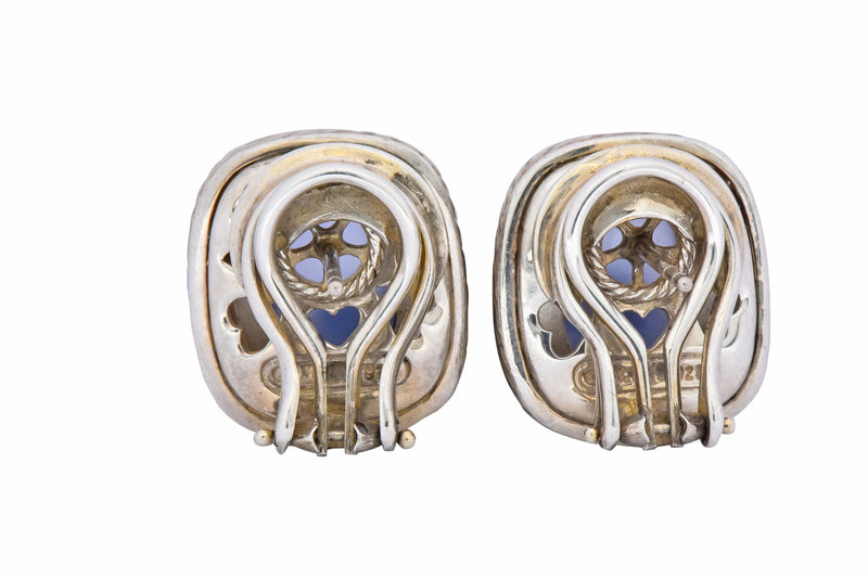 David Yurman Chalcedony 0.70 CTW Diamond Sterling Silver Earrings Wilson's Estate Jewelry