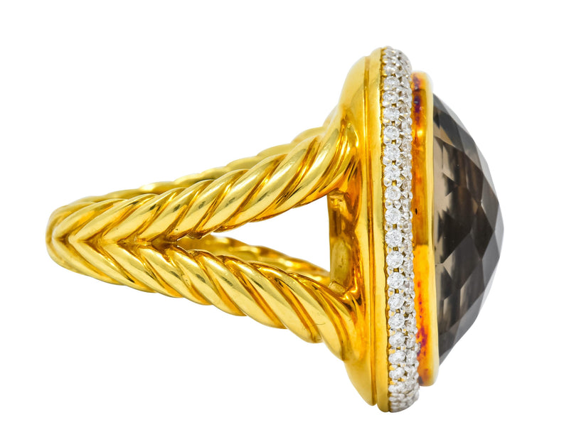 David Yurman Champagne Topaz Diamond 18 Karat Gold Statement Ring - Wilson's Estate Jewelry