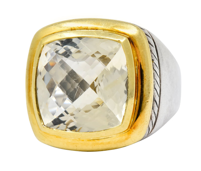 David Yurman Checkerboard Quartz 18 Karat Gold Sterling Silver Albion Cocktail Ring - Wilson's Estate Jewelry