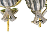 David Yurman Chrysoprase Garnet 14 Karat Gold Sterling Silver Renaissance Earrings - Wilson's Estate Jewelry