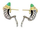David Yurman Chrysoprase Garnet 14 Karat Gold Sterling Silver Renaissance Earrings - Wilson's Estate Jewelry