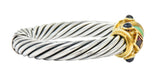 David Yurman Chrysoprase Iolite Garnet 14 Karat Gold Sterling Silver Renaissance Cuff Bracelet - Wilson's Estate Jewelry