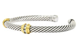 David Yurman Diamond 18 Karat Gold Sterling Silver Cable Twist Bracelet - Wilson's Estate Jewelry