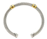 David Yurman Diamond 18 Karat Gold Sterling Silver Cable Twist Bracelet - Wilson's Estate Jewelry