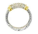 David Yurman Diamond 18 Karat Gold Sterling Silver Metro Ring - Wilson's Estate Jewelry