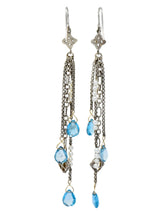 David Yurman Blue Topaz Diamond Pearl Sterling Silver Confetti Tassel Earrings Wilson's Estate Jewelry