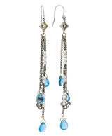 David Yurman Blue Topaz Diamond Pearl Sterling Silver Confetti Tassel Earrings Wilson's Estate Jewelry