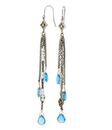 David Yurman Blue Topaz Diamond Pearl Sterling Silver Confetti Tassel Earrings Wilson's Estate Jewelry
